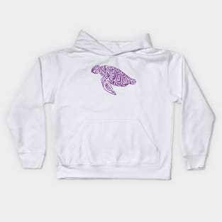 Violet turtle tattoo parma background Kids Hoodie